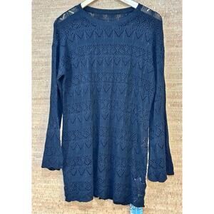 CiCi Bird Black Crew Neck Sweater Tunic Women's Size Medium NWT